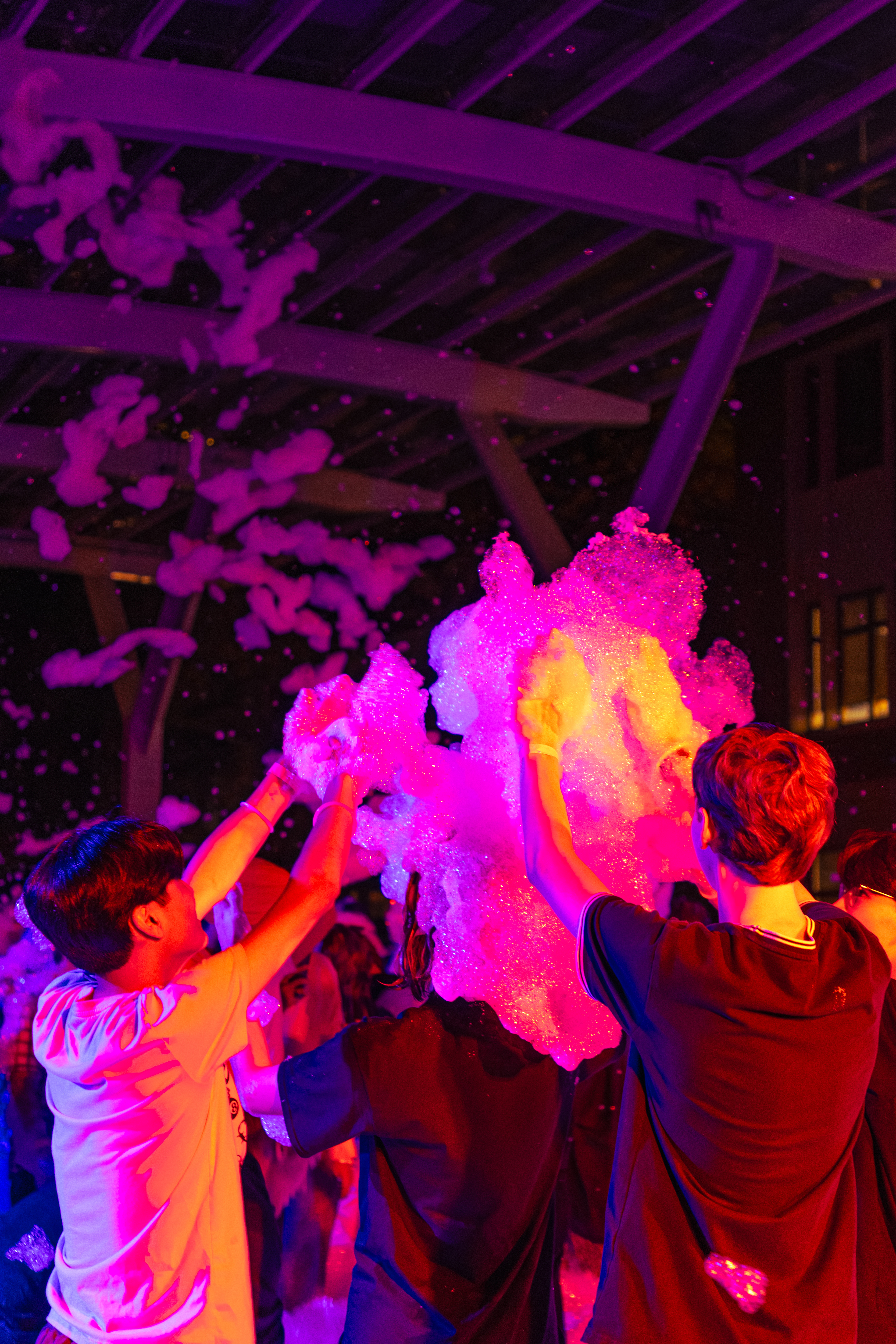 Students enjoying foam during Beaver Bash