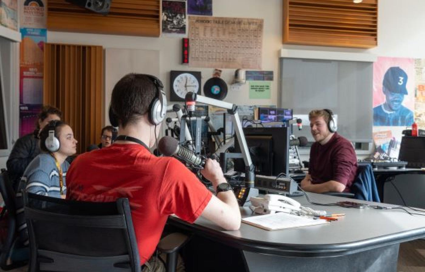 Students in the DJ studio